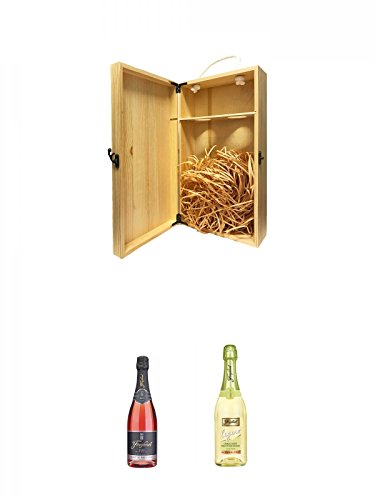 1a Whisky Holzbox für 2 Flaschen mit Hakenverschluss + Freixenet Carta Rosado Seco Trocken Spanien 0,75 Liter + Freixenet Legero alkoholfrei Spanien 0,75 Liter von Unbekannt