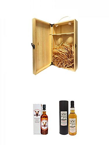 1a Whisky Holzbox für 2 Flaschen mit Hakenverschluss + Hogshead Pigshead Label Signatory 0,7 Liter + House of Peers Blended Malt Scotch Whisky 0,7 Liter von Unbekannt