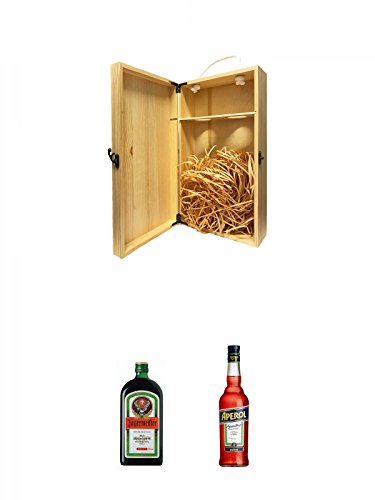 1a Whisky Holzbox für 2 Flaschen mit Hakenverschluss + Jägermeister aus Deutschland 0,7 Liter + Aperol Aperitivo aus Italien 0,7 Liter von Unbekannt
