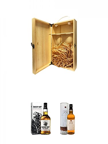 1a Whisky Holzbox für 2 Flaschen mit Hakenverschluss + Sheep Dip Vatted Malt Whisky 0,7 Liter + Smokey Joe Islay Malt Whisky 0,7 Liter von Unbekannt