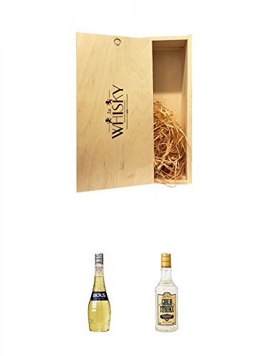 1a Whisky Holzbox für 2 Flaschen mit Schiebedeckel + Bols Elderflower Holunderblüten Likör 0,7 Liter + Bols Gold Strike Zimtlikör mit echtem Blattgold Holland 0,5 Liter von Unbekannt