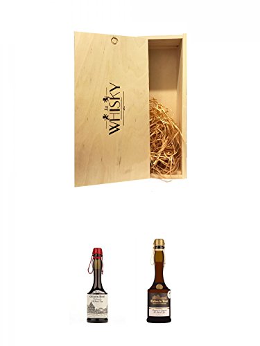 1a Whisky Holzbox für 2 Flaschen mit Schiebedeckel + Chateau du Breuil 15 Jahre Pays d'Auge Calvados Frankreich 0,7 Liter + Chateau du Breuil 20 Jahre Pays d' Auge Calvados Frankreich 0,7 Liter von Unbekannt