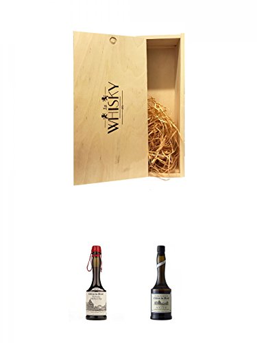 1a Whisky Holzbox für 2 Flaschen mit Schiebedeckel + Chateau du Breuil 15 Jahre Pays d'Auge Calvados Frankreich 0,7 Liter + Chateau du Breuil V.S.O.P. Calvados Frankreich 0,7 Liter von Unbekannt
