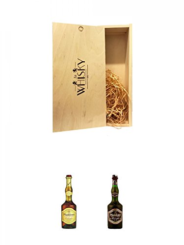 1a Whisky Holzbox für 2 Flaschen mit Schiebedeckel + Papidoux Calvados Fine Frankreich 0,7 Liter + Papidoux Calvados XO Frankreich 0,7 Liter von Unbekannt