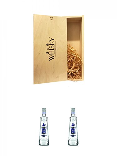 1a Whisky Holzbox für 2 Flaschen mit Schiebedeckel + Puschkin Vodka 0,5 Liter + Puschkin Vodka 0,5 Liter von Unbekannt