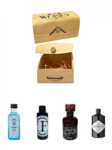 1a Whisky Holzbox mit Flexdeckel groß + Bombay Sapphire Gin 5 cl Miniatur + Ferdinands Saar Dry Gin Deutschland 0,05 Liter Miniatur + Filliers Premium Dry Gin Belgien 0,05 Liter MINIATUR + Hendricks Gin Small Batch 5 cl 1a Whisky Holzbox mit Flexdeckel groß + Bombay Sapphire Gin 5 cl Miniatur + Ferdinands Saar Dry Gin Deutschland 0,05 Liter Miniatur + Filliers Premium Dry Gin Belgien 0,05 Liter MINIATUR + Hendricks Gin Small Batch 5 cl von Unbekannt