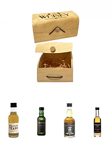 1a Whisky Holzbox mit Flexdeckel groß + Writers Tears Pot Still Blend Irish Whiskey 5 cl + Ardbeg Ten 10 Jahre Single Malt Whisky Miniatur 5 cl + Scallywag Blended Whisky 0,05 Liter Miniatur + Tomatin 12 Jahre Single Malt Whisky Miniatur 5 cl von Unbekannt