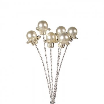 6 Pearl Bead Flower on Wire 6 Pearl Bead Flower on Wire von Culpitt
