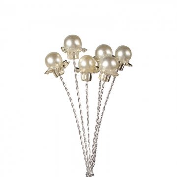 6 Pearl Bead Flower on Wire von Culpitt