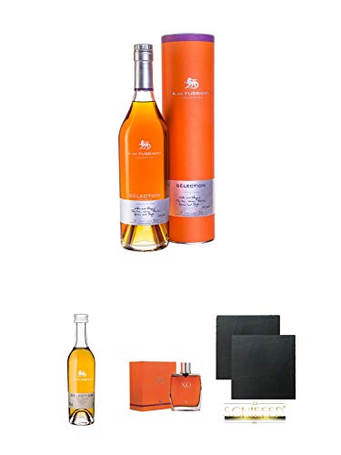 A. De Fussigny ADF Selection mit Geschenkpackung 0,7 Liter + A. De Fussigny ADF Selection MINIATUR 0,05 Liter + A. De Fussigny ADF XO Fine Champagne 0,7 Liter + Schiefer Glasuntersetzer eckig ca. 9,5 cm Ø 2 Stück von Unbekannt