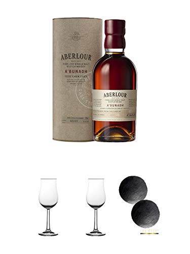 Aberlour a Bunadh Single Malt Whisky 0,7 Liter + 2 Bugatti Nosing Gläser + 2 Schiefer Glasuntersetzer RUND ca. 9,5 cm Durchmesser von Unbekannt