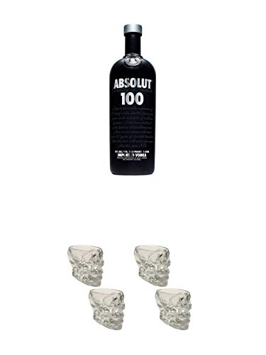 Absolut 100 Vodka 50% 0,70 Liter + Wodka Totenkopf Shotglas 2 Stück + Wodka Totenkopf Shotglas 2 Stück von Unbekannt