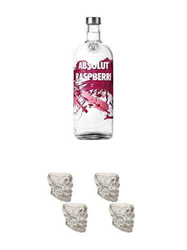 Absolut Vodka Raspberry 0,70 Liter + Wodka Totenkopf Shotglas 2 Stück + Wodka Totenkopf Shotglas 2 Stück von Unbekannt