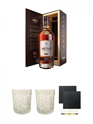 Abuelo Centuria Rum Panama 0,7 Liter + Rum Glas 1 Stück + Rum Glas 1 Stück + Schiefer Glasuntersetzer eckig ca. 9,5 cm Ø 2 Stück Abuelo Centuria Rum Panama 0,7 Liter + Rum Glas 1 Stück + Rum Glas 1 Stück + Schiefer Glasuntersetzer eckig ca. 9,5 cm Ø 2 Stück von Unbekannt