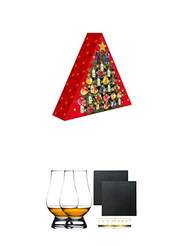 Adventskalender Elztalbrennerei Weis Edelobstbrände & Liköre 24 x 0,02 Liter + The Glencairn Glas Stölzle 2 Stück + Schiefer Glasuntersetzer eckig ca. 9,5 cm Ø 2 Stück von Unbekannt