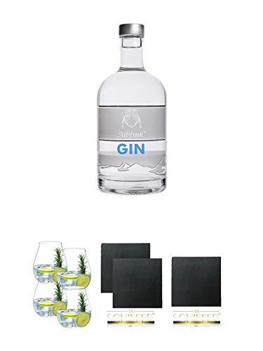 Albfink Dry Gin Deutschland 0,5 Liter + Gin Tonic Glas - 5414/67 4er Set + Schiefer Glasuntersetzer eckig ca. 9,5 cm Ø 2 Stück + Schiefer Glasuntersetzer eckig ca. 9,5 cm Durchmesser Albfink Dry Gin Deutschland 0,5 Liter + Gin Tonic Glas - 5414/67 4er Set + Schiefer Glasuntersetzer eckig ca. 9,5 cm Ø 2 Stück + Schiefer Glasuntersetzer eckig ca. 9,5 cm Durchmesser von Unbekannt