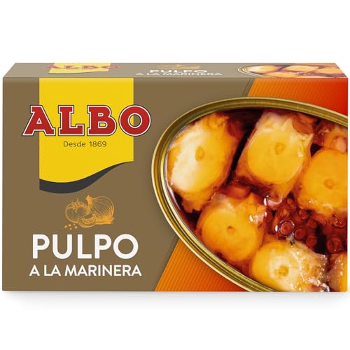 Albo Span. Oktopus "Pulpo", eingelegt in amerikanischer Sauce, 4er Pack (4 x 116 g) von Albo