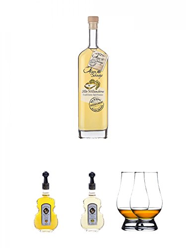 Alpenschnaps Steinbeisser alte Williamsbirne 41,8 % 0,5 Liter + Nannerl Marillen Likör 20 % in Geigenform 0,5 Liter + Nannerl Williamsbirnen - Likör 20 % in Geigenform 0,5 Liter + The Glencairn Glas Stölzle 2 Stück Alpenschnaps Steinbeisser alte Williamsbirne 41,8 % 0,5 Liter + Nannerl Marillen Likör 20 % in Geigenform 0,5 Liter + Nannerl Williamsbirnen - Likör 20 % in Geigenform 0,5 Liter + The Glencairn Glas Stölzle 2 Stück von Unbekannt