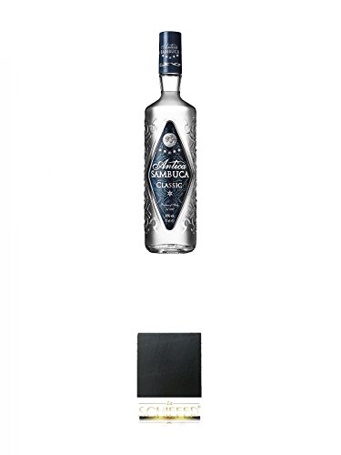 Antica Sambuca Classic 0,7 Liter + Schiefer Glasuntersetzer eckig ca. 9,5 cm Durchmesser von Unbekannt