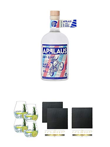 Applaus Gin - SÜDMARIE - Stuttgart Trocken 0,5 Liter + Gin Tonic Glas - 5414/67 4er Set + Schiefer Glasuntersetzer eckig ca. 9,5 cm Ø 2 Stück + Schiefer Glasuntersetzer eckig ca. 9,5 cm Durchmesser Applaus Gin - SÜDMARIE - Stuttgart Trocken 0,5 Liter + Gin Tonic Glas - 5414/67 4er Set + Schiefer Glasuntersetzer eckig ca. 9,5 cm Ø 2 Stück + Schiefer Glasuntersetzer eckig ca. 9,5 cm Durchmesser von Unbekannt