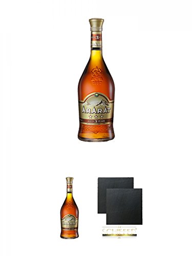 Ararat 3 Sterne Brandy 0,5 Liter + Ararat 3 Sterne Brandy 0,5 Liter + Schiefer Glasuntersetzer eckig ca. 9,5 cm Ø 2 Stück Ararat 3 Sterne Brandy 0,5 Liter + Ararat 3 Sterne Brandy 0,5 Liter + Schiefer Glasuntersetzer eckig ca. 9,5 cm Ø 2 Stück von Diverse