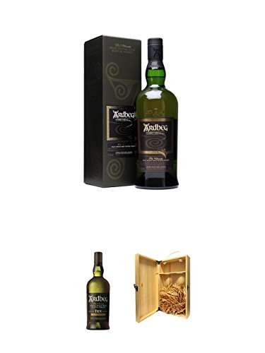 Ardbeg Corryvreckan Islay Single Malt Whisky 0,7 Liter + Ardbeg TEN 10 Jahre Islay Single Malt Whisky 0,7 Liter + 1a Whisky Holzbox für 2 Flaschen mit Hakenverschluss von Unbekannt