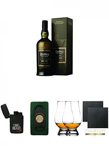 Ardbeg Uigeadail Islay Single Malt Whisky 0,7 Liter + Beast Feuerzeug Laser Jet + Craftsman's Bench Zigarrencutter + The Glencairn Glass Whisky Glas Stölzle 2 Stück + Schiefer Glasuntersetzer eckig ca. 9,5 cm Ø 2 Stück Ardbeg Uigeadail Islay Single Malt Whisky 0,7 Liter + Beast Feuerzeug Laser Jet + Craftsman's Bench Zigarrencutter + The Glencairn Glass Whisky Glas Stölzle 2 Stück + Schiefer Glasuntersetzer eckig ca. 9,5 cm Ø 2 Stück von Unbekannt