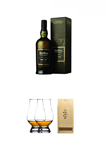 Ardbeg Uigeadail Islay Single Malt Whisky 0,7 Liter + The Glencairn Glass Whisky Glas Stölzle 2 Stück + 1a Whisky Holzbox für 2 Flaschen mit Schiebedeckel von Unbekannt