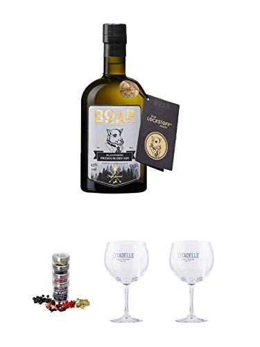 BOAR Premium Dry Gin Schwarzwald Dry Gin 0,5 Liter + Gin Flight Gewürze zum Verfeinern von Gin Tonic 1er Pack 1 x 12 Gramm + Citadelle Ballon GIN Glas 1 Stück + Citadelle Ballon GIN Glas 1 Stück von Unbekannt