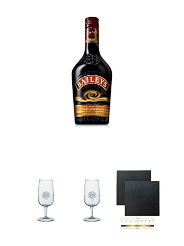 Baileys Cream CARAMEL Whiskylikör 0,7 Liter + Classic Malt Nosing Glas mit Aufschrift 1 Glas + Classic Malt Nosing Glas mit Aufschrift 1 Glas + Schiefer Glasuntersetzer eckig ca. 9,5 cm Ø 2 Stück Baileys Cream CARAMEL Whiskylikör 0,7 Liter + Classic Malt Nosing Glas mit Aufschrift 1 Glas + Classic Malt Nosing Glas mit Aufschrift 1 Glas + Schiefer Glasuntersetzer eckig ca. 9,5 cm Ø 2 Stück von Unbekannt