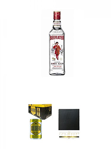 Beefeater London Dry Gin England 0,7 Liter + Goldberg Tonic Water DOSE 8 x 0,15 Liter Karton + Schiefer Glasuntersetzer eckig ca. 9,5 cm Durchmesser von Unbekannt