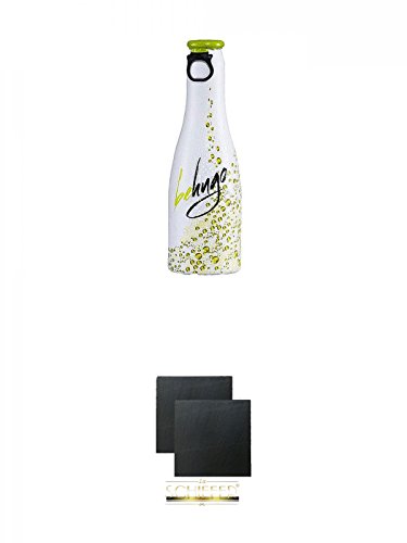Behugo Schaumwein Aperitif 0,2 Liter + Schiefer Glasuntersetzer eckig ca. 9,5 cm Ø 2 Stück von Unbekannt