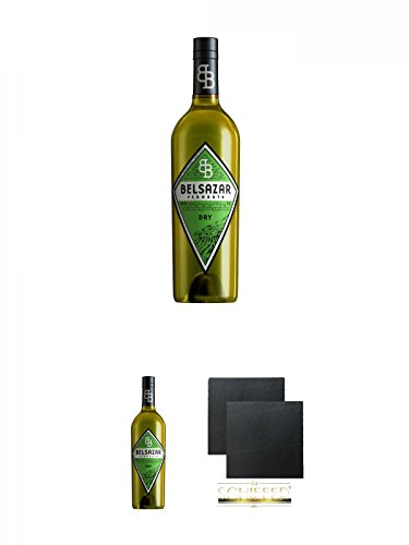 Belsazar Vermouth DRY 0,75 Liter + Belsazar Vermouth DRY 0,75 Liter + Schiefer Glasuntersetzer eckig ca. 9,5 cm Ø 2 Stück von Unbekannt