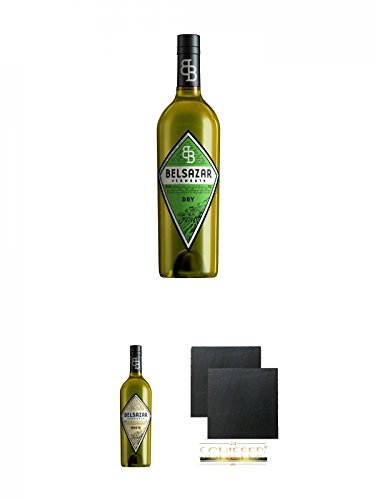Belsazar Vermouth DRY 0,75 Liter + Belsazar Vermouth White 0,75 Liter + Schiefer Glasuntersetzer eckig ca. 9,5 cm Ø 2 Stück von Unbekannt