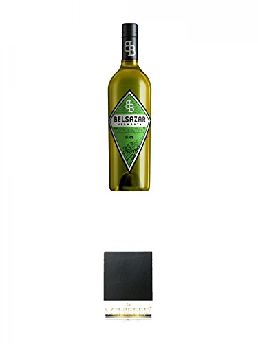 Belsazar Vermouth DRY 0,75 Liter + Schiefer Glasuntersetzer eckig ca. 9,5 cm Durchmesser von Unbekannt
