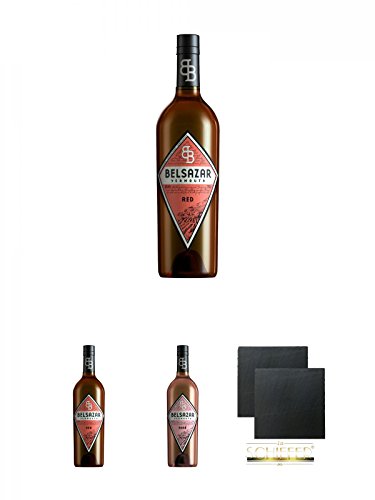 Belsazar Vermouth RED 0,75 Liter + Belsazar Vermouth RED 0,75 Liter + Belsazar Vermouth Rose 0,75 Liter + Schiefer Glasuntersetzer eckig ca. 9,5 cm Ø 2 Stück von Unbekannt