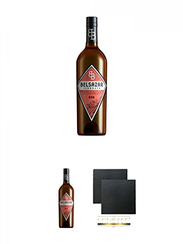 Belsazar Vermouth RED 0,75 Liter + Belsazar Vermouth RED 0,75 Liter + Schiefer Glasuntersetzer eckig ca. 9,5 cm Ø 2 Stück von Diverse