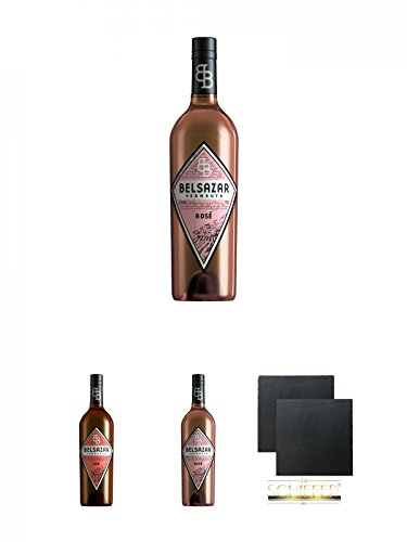 Belsazar Vermouth Rose 0,75 Liter + Belsazar Vermouth RED 0,75 Liter + Belsazar Vermouth Rose 0,75 Liter + Schiefer Glasuntersetzer eckig ca. 9,5 cm Ø 2 Stück von Unbekannt