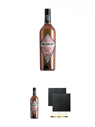 Belsazar Vermouth Rose 0,75 Liter + Belsazar Vermouth Rose 0,75 Liter + Schiefer Glasuntersetzer eckig ca. 9,5 cm Ø 2 Stück von Unbekannt