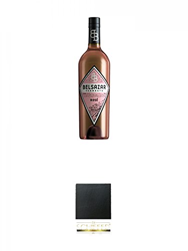 Belsazar Vermouth Rose 0,75 Liter + Schiefer Glasuntersetzer eckig ca. 9,5 cm Durchmesser von Unbekannt