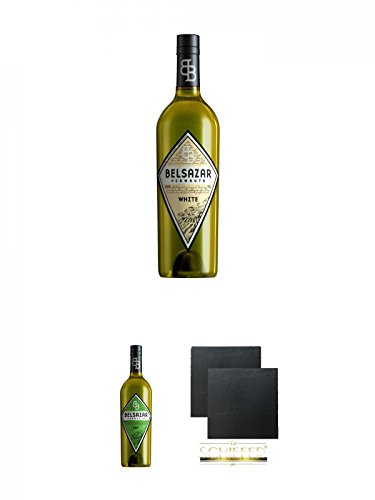 Belsazar Vermouth White 0,75 Liter + Belsazar Vermouth DRY 0,75 Liter + Schiefer Glasuntersetzer eckig ca. 9,5 cm Ø 2 Stück von Unbekannt