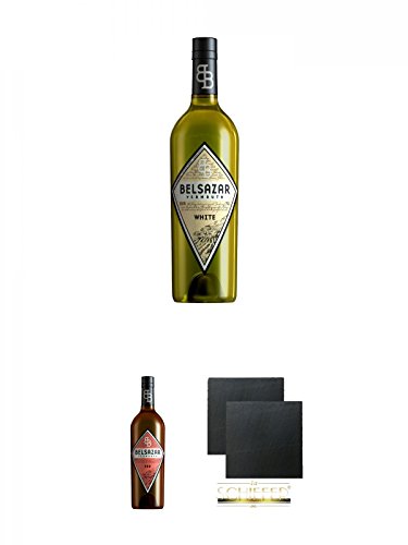 Belsazar Vermouth White 0,75 Liter + Belsazar Vermouth RED 0,75 Liter + Schiefer Glasuntersetzer eckig ca. 9,5 cm Ø 2 Stück von Unbekannt