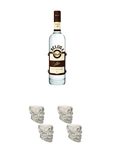 Beluga Allure Russischer Noble Vodka 0,7 Liter + Wodka Totenkopf Shotglas 2 Stück + Wodka Totenkopf Shotglas 2 Stück von Unbekannt