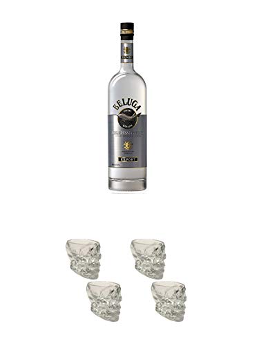 Beluga Noble Russischer Vodka 0,5 Liter + Wodka Totenkopf Shotglas 2 Stück + Wodka Totenkopf Shotglas 2 Stück von Unbekannt