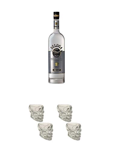 Beluga Noble Russischer Vodka 0,7 Liter + Wodka Totenkopf Shotglas 2 Stück + Wodka Totenkopf Shotglas 2 Stück von Unbekannt