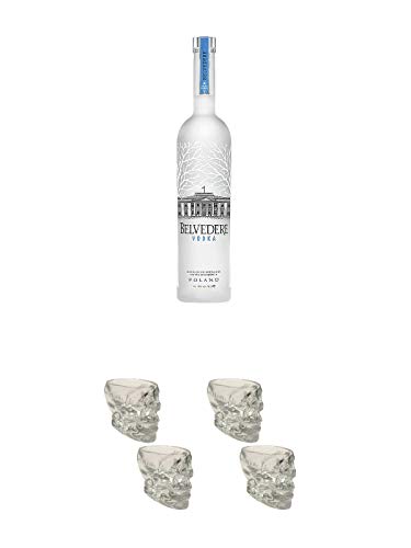 Belvedere Vodka Polen 0,7 Liter + Wodka Totenkopf Shotglas 2 Stück + Wodka Totenkopf Shotglas 2 Stück von Unbekannt