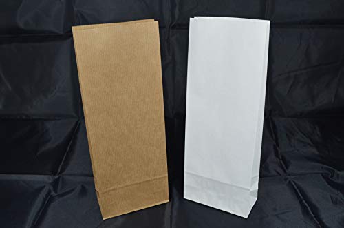 Blockbodenbeutel braun/weiß -500g- ohne Fenster Größe 9,5 x 4,5 x 25 cm - Papiertüte Bodenbeutel Geschenktüte Papierbeutel Tütchen Kraftpapiertüten (500g weiß 10 Stk.) von Unbekannt