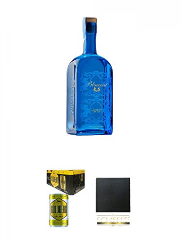 Bluecoat American Dry Gin 0,7 Liter + Goldberg Tonic Water DOSE 8 x 0,15 Liter Karton + Schiefer Glasuntersetzer eckig ca. 9,5 cm Durchmesser von Unbekannt