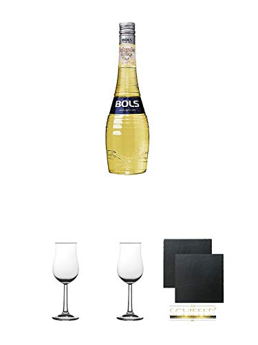 Bols Elderflower Holunderblüten Likör 0,7 Liter + 2 Bugatti Nosing Gläser mit Eichstrich 2cl und 4 cl + 2 Schiefer Glasuntersetzer eckig ca. 9,5 cm Ø von Unbekannt