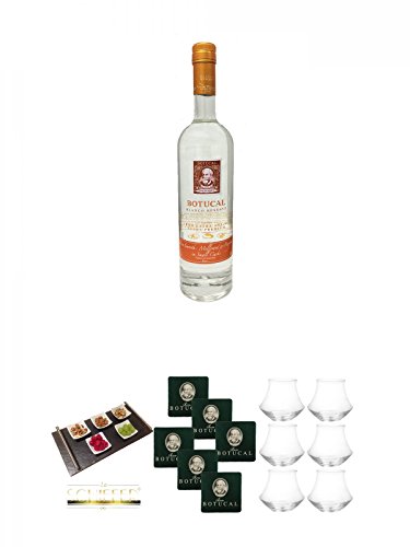 Botucal Blanco Reserve 0,7 Liter + Schiefer Servierplatte mit GRIFFEN 30/60/0,5 Natur 1 Stück + Botucal Filzuntersetzer Grün mit Aufdruck 6 Stück + Botucal Rum Gläser 6 Stück von Unbekannt